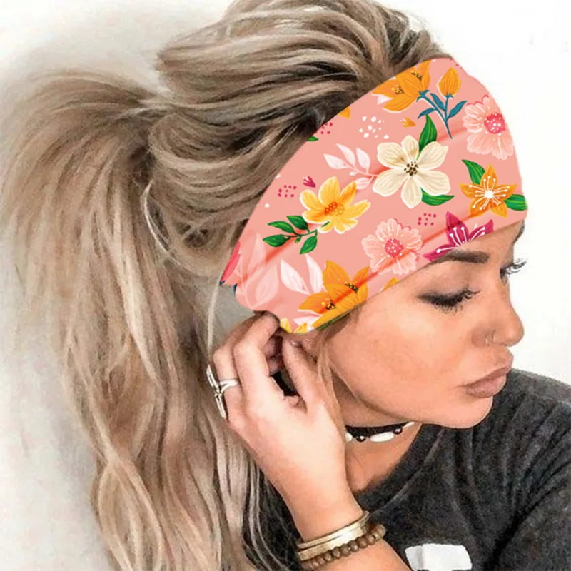 Fashion Floral print Knot Women Sports Yoga Headband Vintage Hairband Girls Headwear Leopard Scarf Hair Accessories