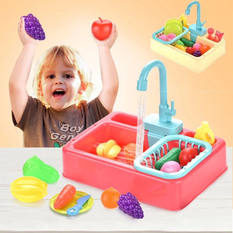 Kids Mini Water Dispenser Kawaii Electric Dishwasher Pretend Play House Games Kitchen Items Toy Role Playing Girls Toys Gift
