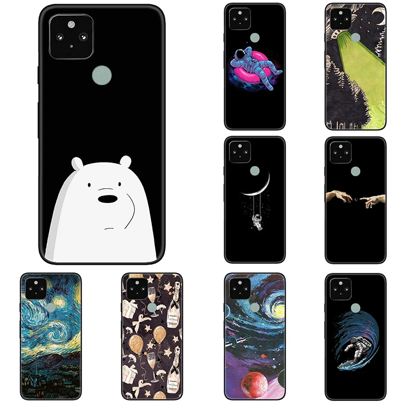 

Case for Google Pixel 5 Animal Silicon Tpu Soft Black Back Cover 6.0 Inch Dirt-resistant Shockproof Funda Coque Etui Bumper