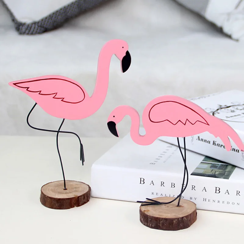 

Modern Flamingo Wood Display Decoration Table Desktop Miniature Figurines Ornament Christmas Home Decoration Accessories