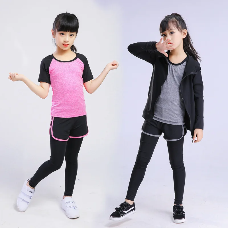 

Yoga Clothes Girls Dance Sports Fitness Spring Summer Body Quick Drying Clothes Less Children Gymnastic Badminton Clothing Set