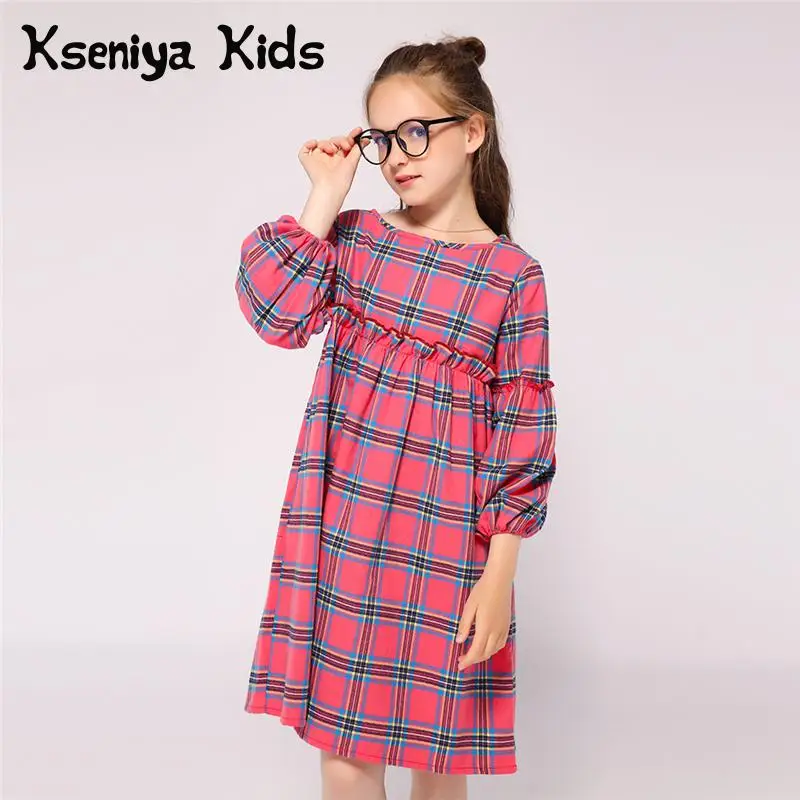 Kseniya Kids/модное платье свободного покроя с длинными рукавами для девочек 2-9 лет; сезон весна-осень