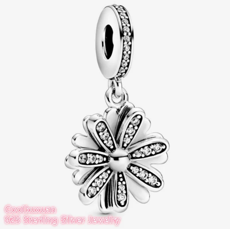 

Spring 100% 925 Sterling Silver Sparkling Daisy Flower Dangle Charm beads Fits Original Pandora bracelets Jewelry Making