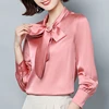 Blusas Mujer De Moda 2022 Long Sleeve Blouse Women Bow Collar Office Women Tops Pink Chiffon Blouse Womens Tops And Blouses C461 ► Photo 1/6