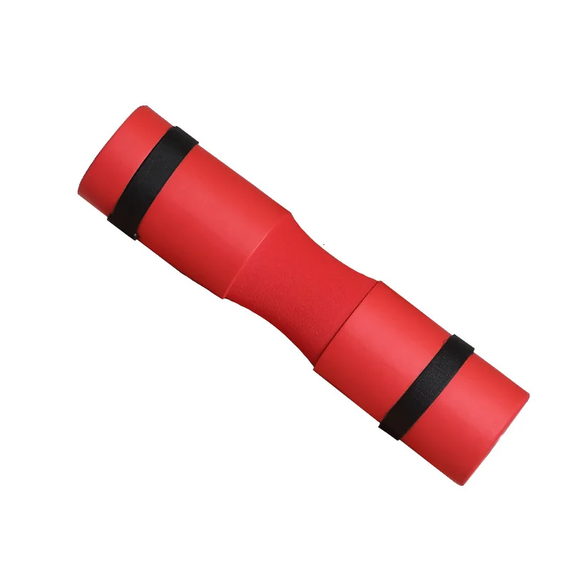Пена штанги колодки тяжелой атлетики безопасности приседания шеи и плеча защитная накладка с ремешком(45x10 см - Цвет: red