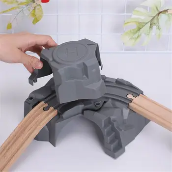 Plastic Grey Double Tunnel Wooden Train Track Accessories For Tunnel Track Train GXMB 1