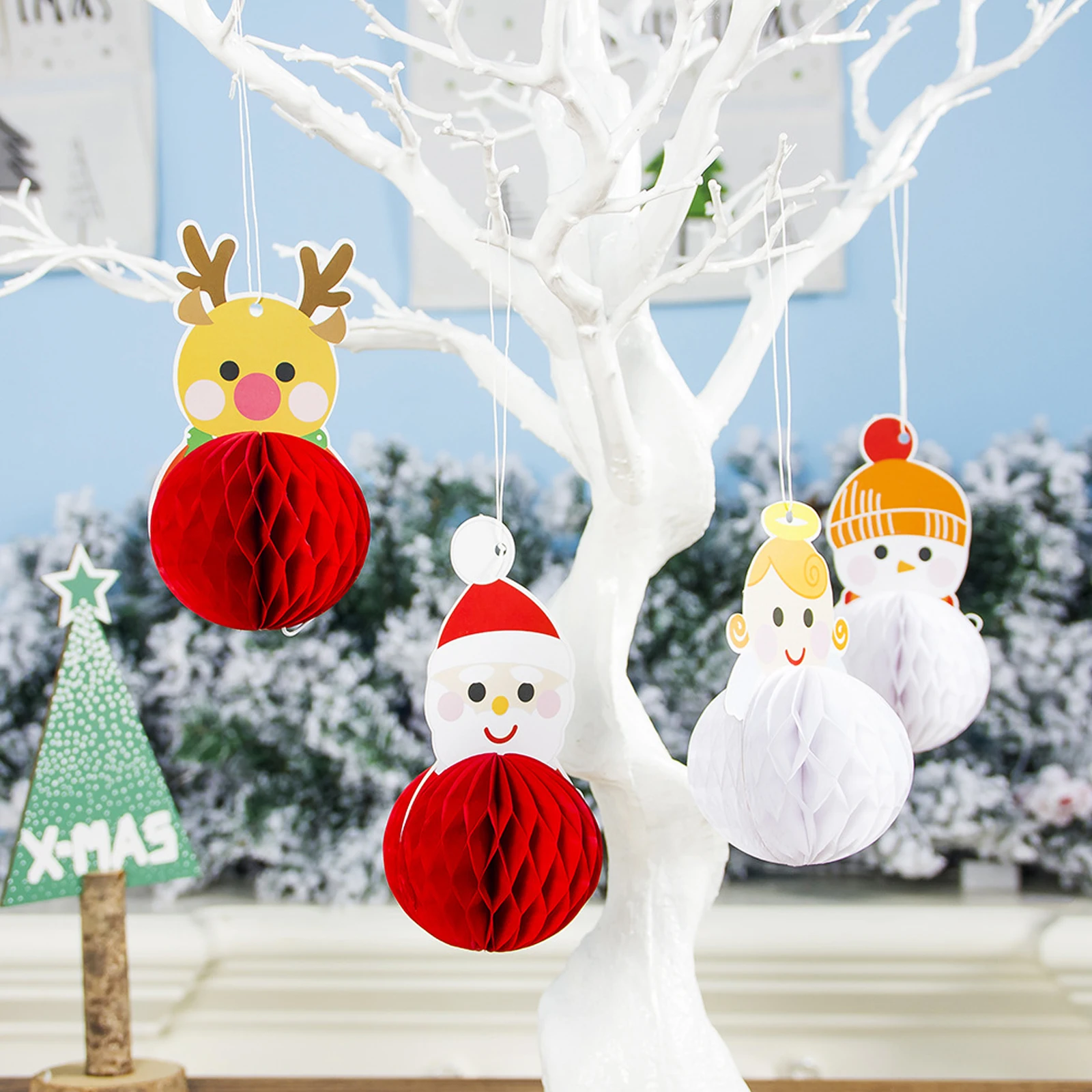 Рождественские соты бумажные цветы-шары Санта-Клаус Снеговик подвесные украшения Рождественская елка кулон орнамент для нового года вечерние подарок для детей