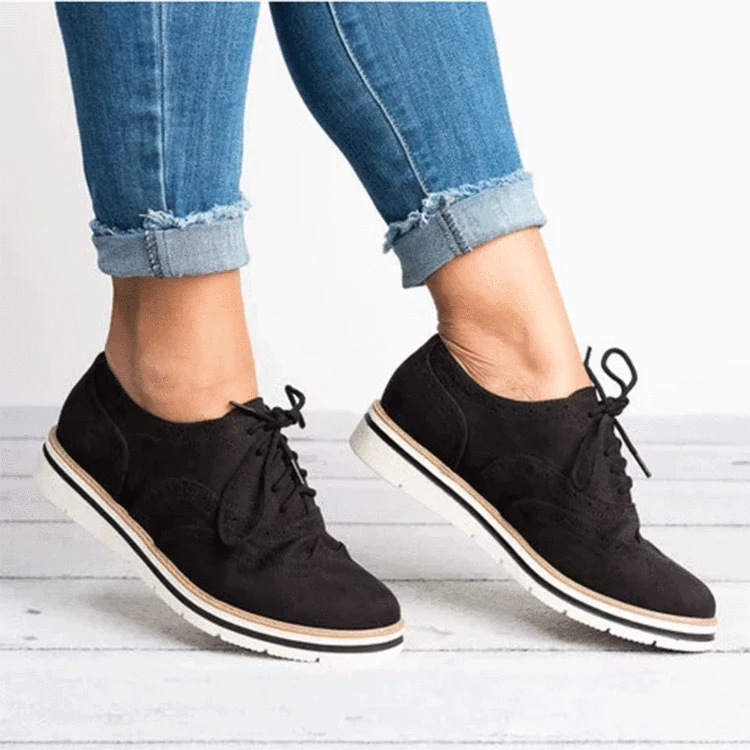 

2018 Casual Soft Foam Sole Bullock Flat Large Size New Style round-Toe Lace-up Daily Life Shoes Adult