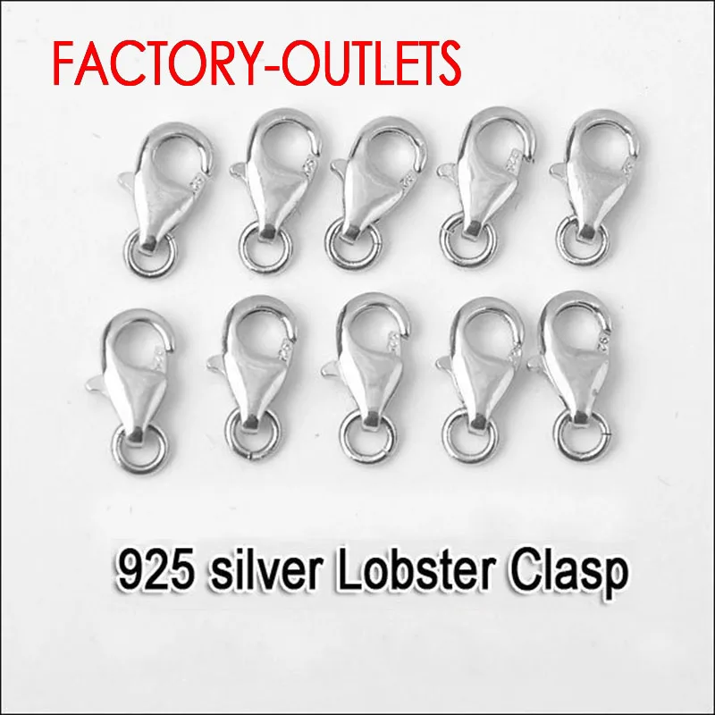 

925 Sterling Silver Fast shipping 10pcs Platinum Plated Lobster Clasp With Opening Jump Ring Charms Findings Big Promotion
