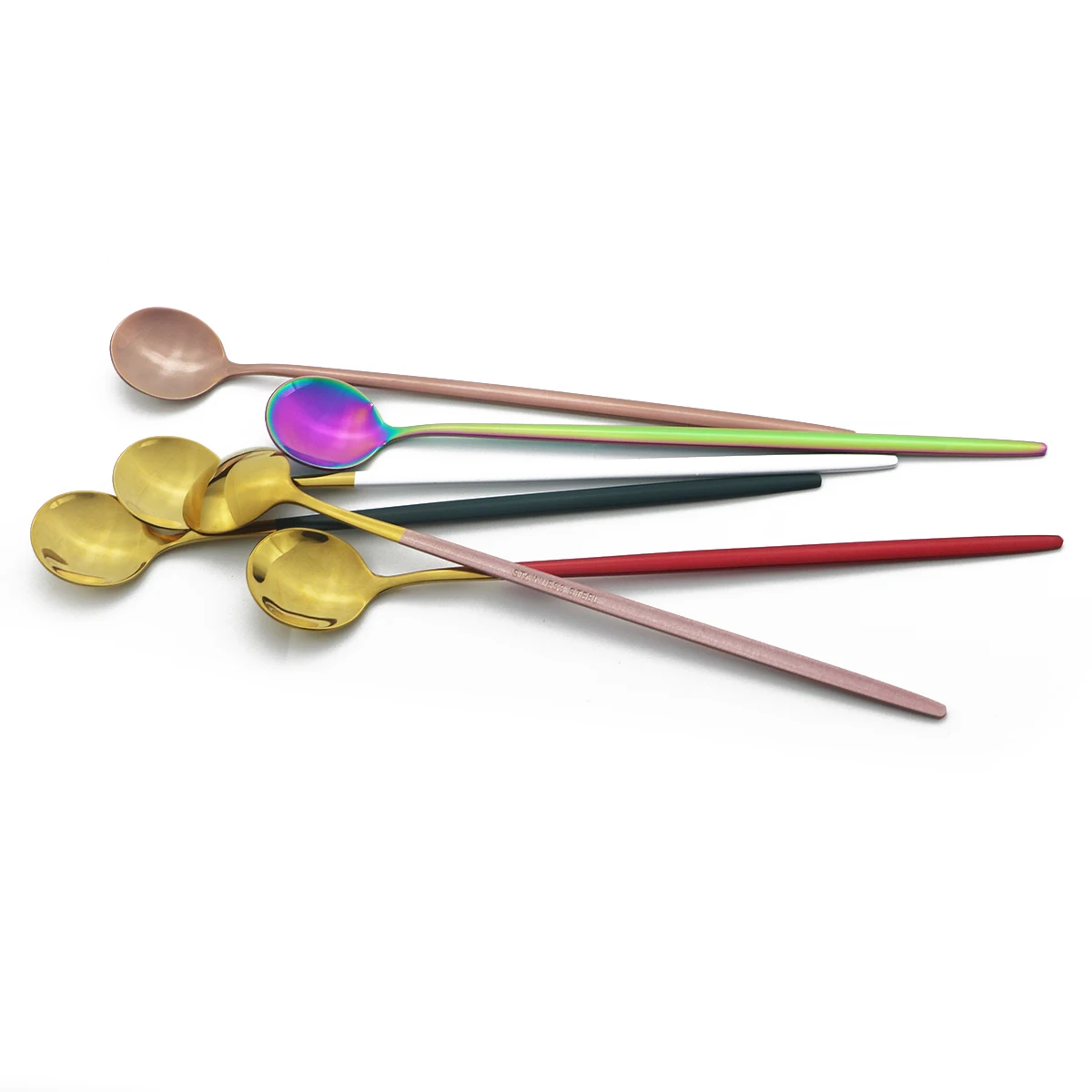 Cutlery Set Western Style Cutlery Set Picnic Cutlery Set Stainless Steel Cutlery Set Picnic Tableware Camping Cutlery Set Colorful Dessert Tea Spoon Dinnerware Juice Coffee Stir Spoon Cutlery Set Ice Cream Long Handle Scoop Stainless Steel Tableware