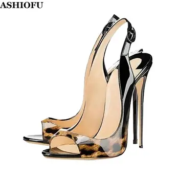 

ASHIOFU Wholesale Handmade Ladies Stiletto High Heel Sandals Party Prom Summer Shoes Slingback Peep-toe Evening Fashion Sandals