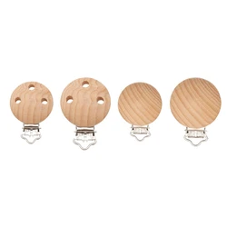 Mabochewing 100pcs 30mm 35mm Non Toxic Chemical Free Eco Friendly Baby Teething Pacifier Clips Chain Beech Wood Clips