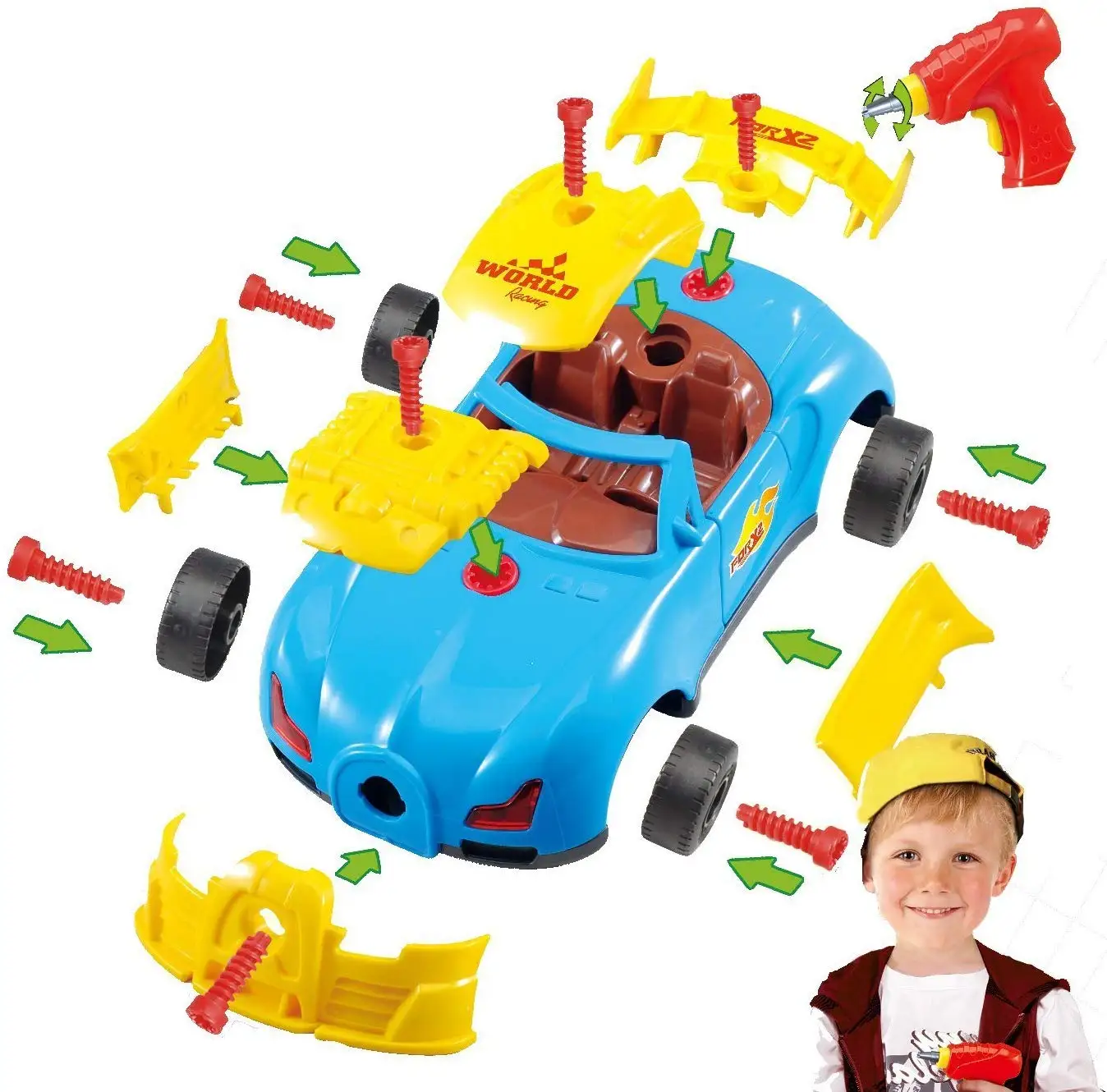 Разберите гоночный автомобиль игрушки-Создайте свой собственный игрушечный автомобиль с 30 конструкциями набор, гоночный автомобиль игрушки со звуками и огнями и дрелью