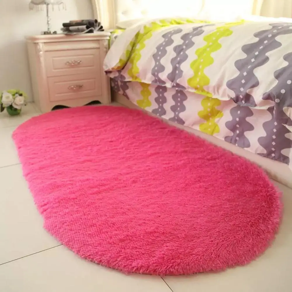 Домашняя гостиная/спальня Пушистый Коврик противоскользящий мягкий 40x60 см Коврик для столовой белый розовый серый 8 цветов - Цвет: Rose red