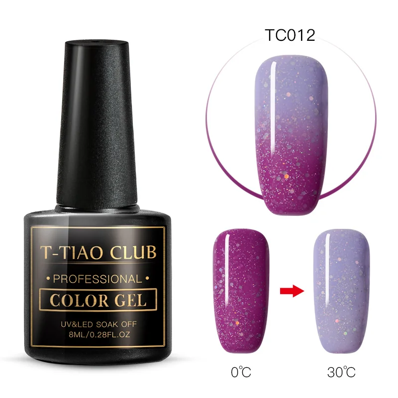 S07053 T-TIAO CLUB, 8 мл, меняющий температуру, гель для ногтей, Термальный Гель-лак, замачиваемый, стойкий мерцающий лак для ногтей - Цвет: S07053
