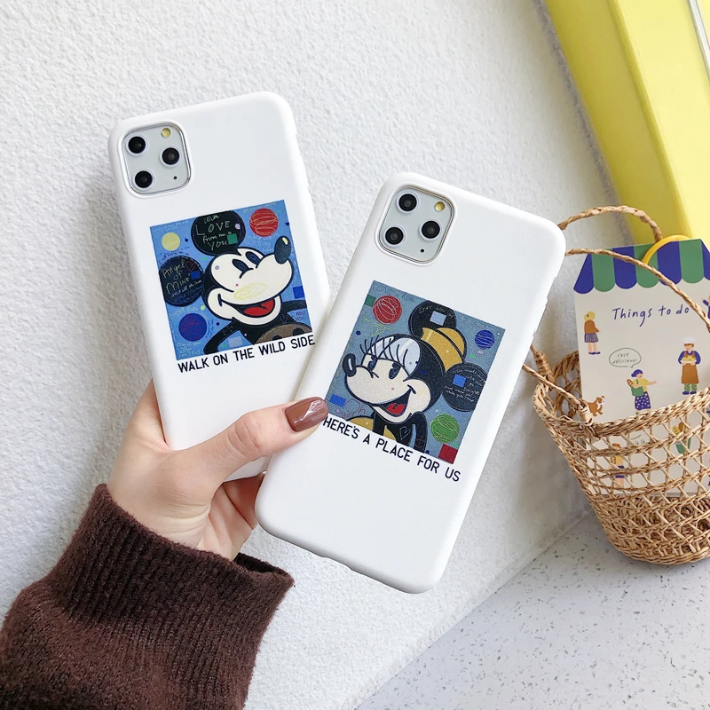 Мягкий ТПУ чехол s с рисунком Микки и Минни для iPhone 8 7 Plus, матовый Шелковый чехол для iPhone X XS Max XR 11 Pro Max, задняя крышка