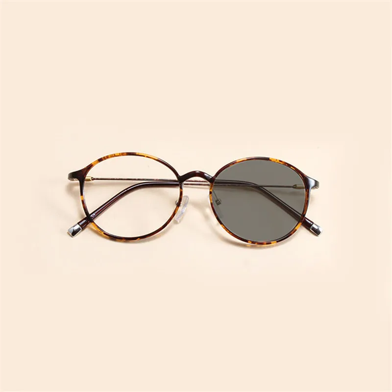 Круглые Солнцезащитные фотохромные очки для близорукости, оптические мужские очки для студентов, близорукость, очки по назначению, оправа для очков FML - Цвет оправы: leopard -250