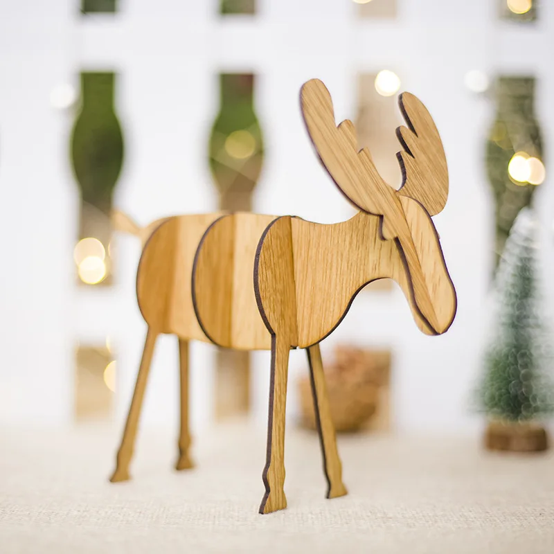 DIY деревянный орнамент с оленями украшения для рождества детские подарки для дома, баров торговых центров праздничный кулон - Цвет: B-Large