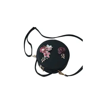 

Simple Women PU Hand Bag Sweet Girls Casual Shoulder Circle Round Mini Zipper Messenger Bags with Chain L9BE