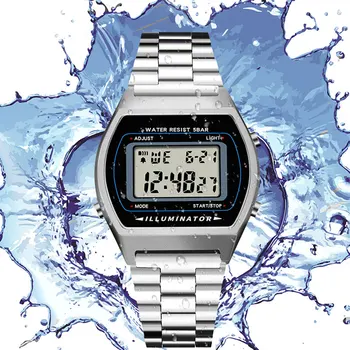 

PANARS Men Digital Watch Business Luxury 5Bar Waterproof LED Stopwatch Ladies Digital Watch Metal Strap Relogio Masculino