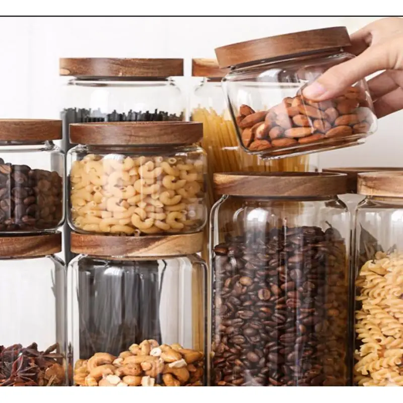 

Glass Storage Bottles Jar With Cover Kitchen Food Storage Bottles Mason Spice Jars Candy Storage Bank Box Kitchen Storage Can