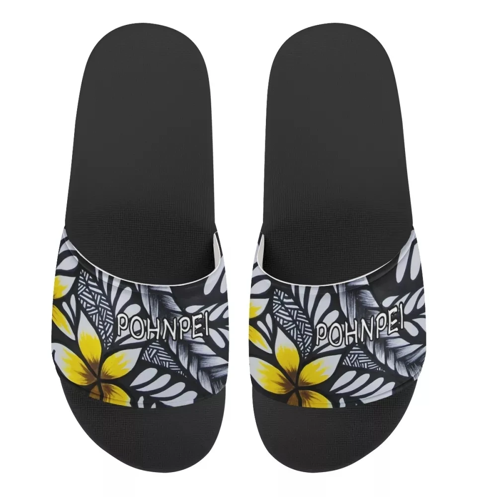 Pohnpei Polynesian Traditional Tribal Print House Slippers Casual Open Toe Beach Slippers For Men Plus Size Slide Slipper