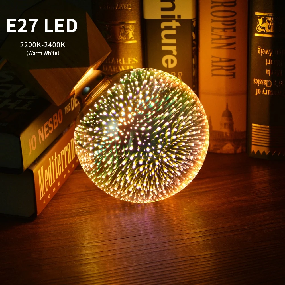 3D эффект фейерверка Винтаж креативный ночной Светильник E27 110 V-220 V праздничное Рождественское украшение огни