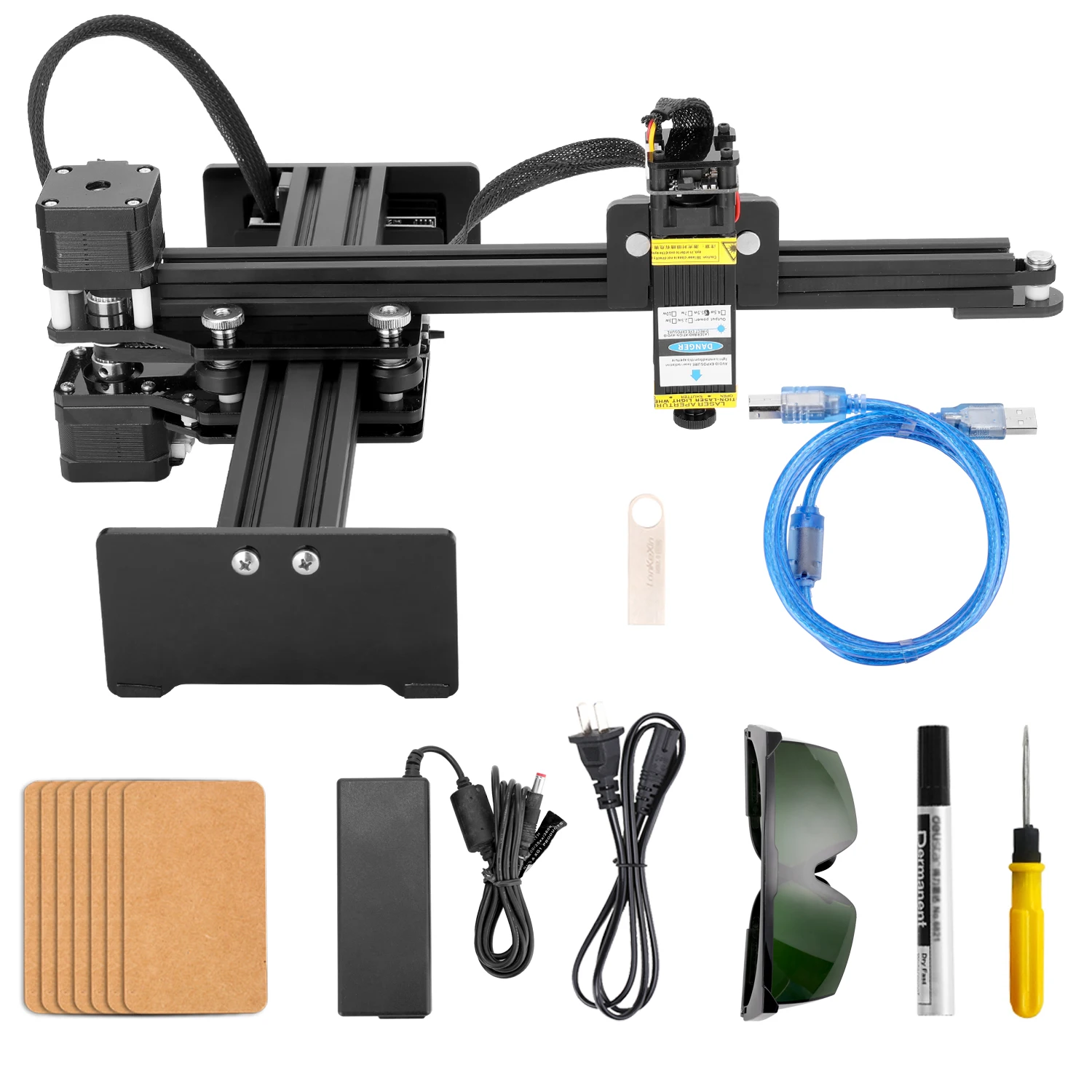 

5.5W Desktop Single Arm Engraver Portable DIY Engraving Carving Machine Mini Carver Portable Wood Marking Machine EU/US Plug