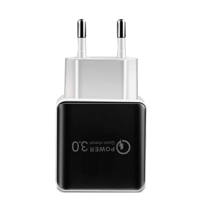QC3.0 настенное зарядное устройство EU US USB мобильный телефон Быстрая зарядка голова дорожный адаптер для зарядного устройства стандартный штекер usb настенное зарядное устройство - Цвет: European regulaBLACK