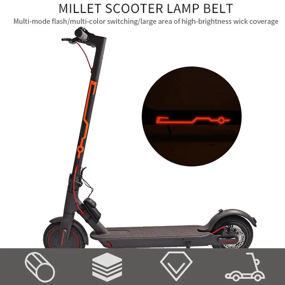New LED Strip Flashlight Bar Lamp Skateboard Safety Night Light For Xiaomi M365 Electric Scooter Night Light Strip Drop Ship