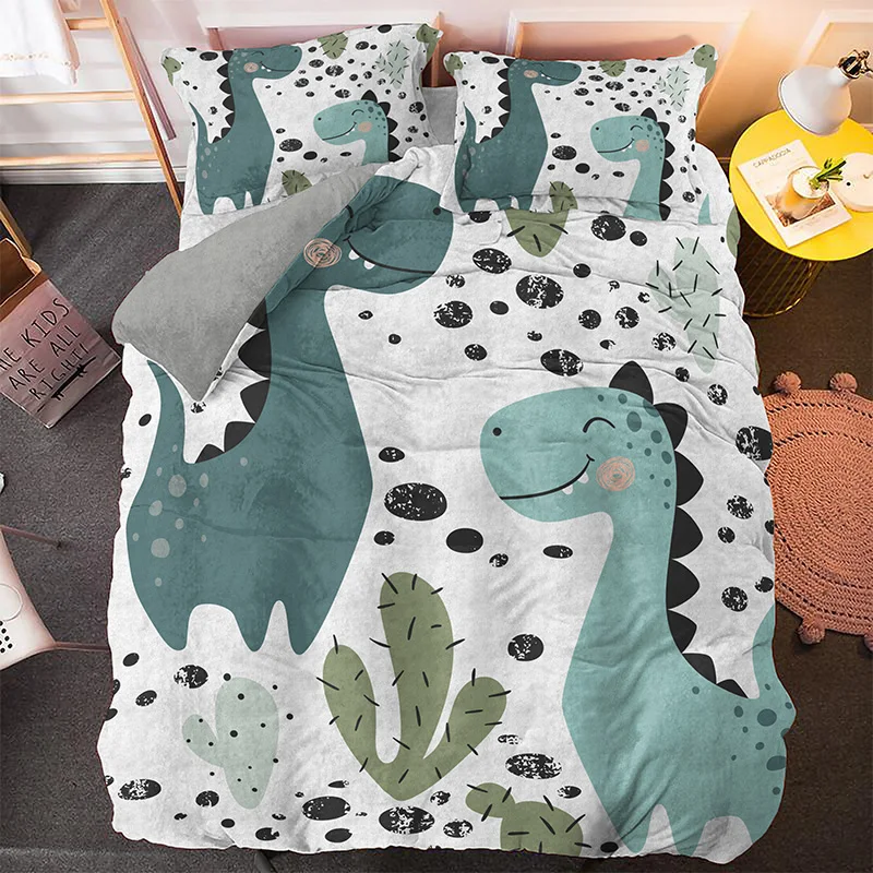 

Cartoon Dinosaur Bedding Set Twin Queen King Size Cute Comforter Duvet Quilt Cover And Pillowcase Soft Bedclothes