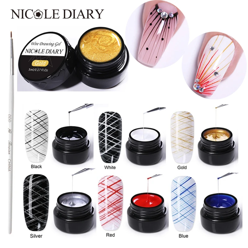 

NICOLE DIARY Spider Nail Gel Creative Wire Drawing Nail Gel Lacquer Point To Line Painting Gel Polish Pulling Silk Spider Nail