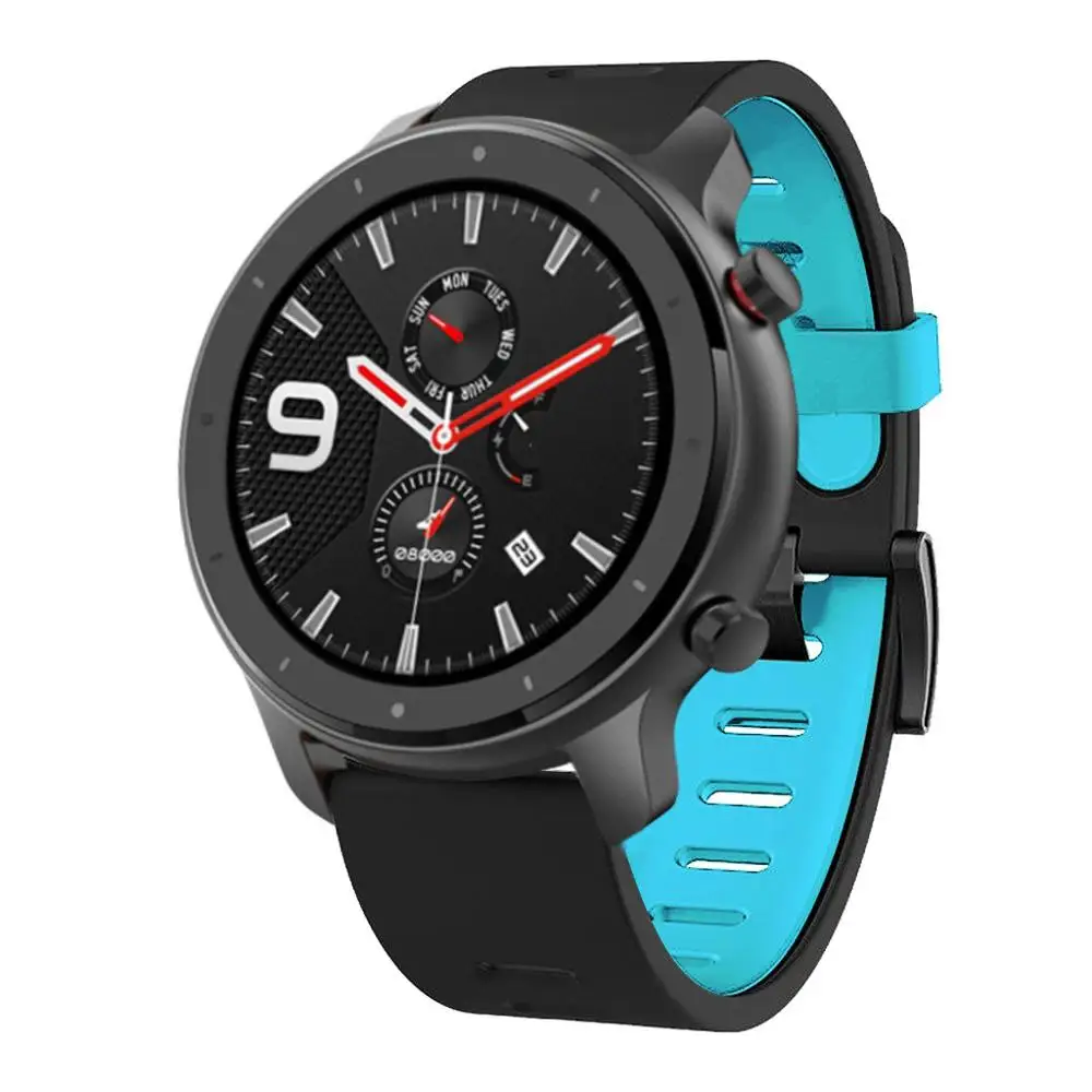 Силиконовый ремешок для часов Huami Amazfit stratos pace gts gtr 47 мм huawei GT2 46 на