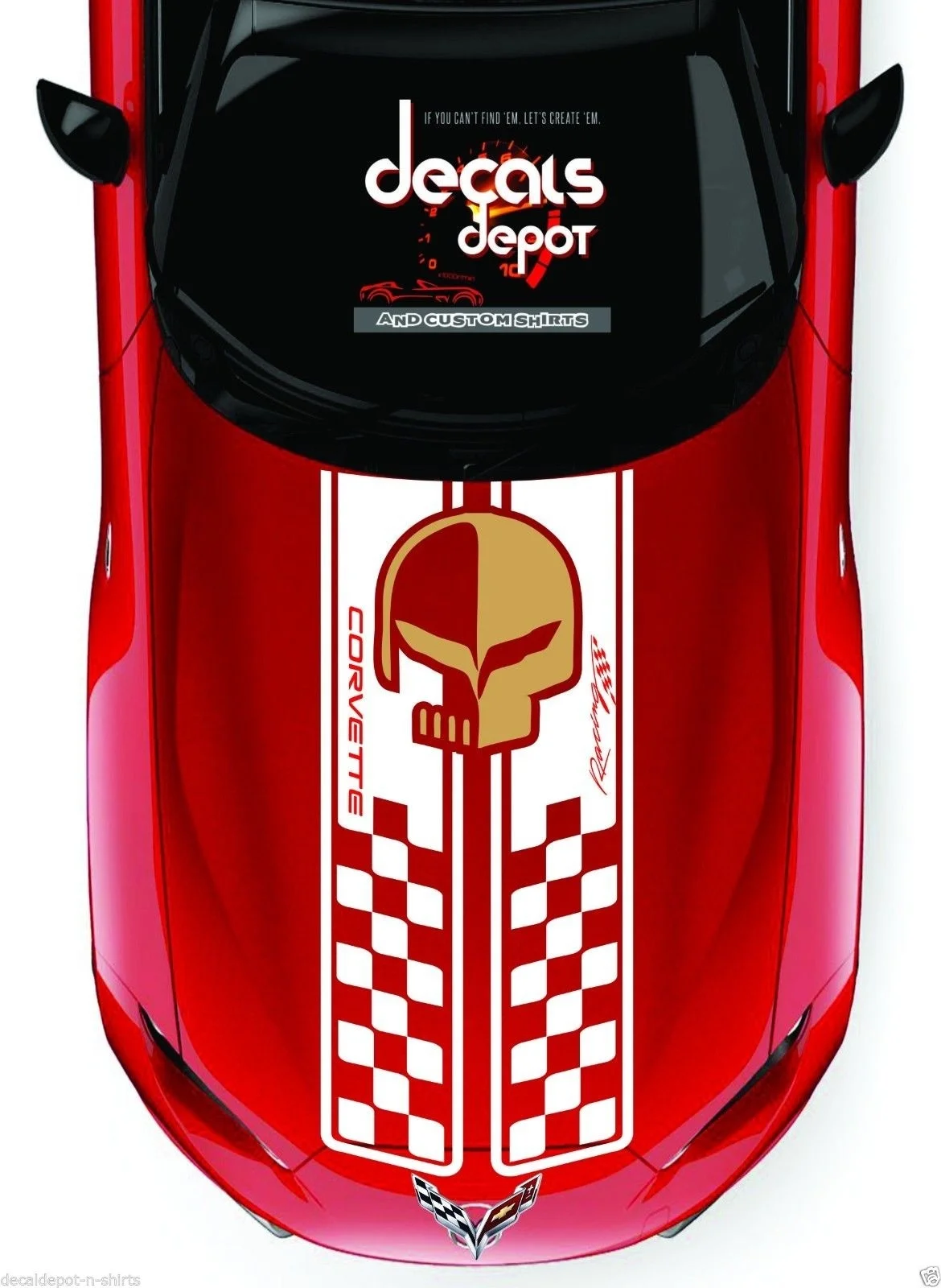 

For Corvette Racing Hood Decal Stripes C3 C4 C5 C6 C7 ZO6 ZR1 and below