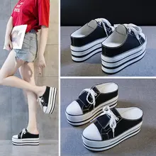 Tleni/Новинка года; сезон весна-лето; женские высокие кроссовки; парусиновая обувь на платформе; прогулочная обувь черного цвета; ZW-72