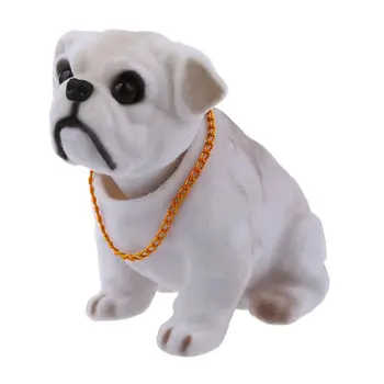 

White Light Gray Shaking Head Nodding Bulldog Dog Decoration for Car
