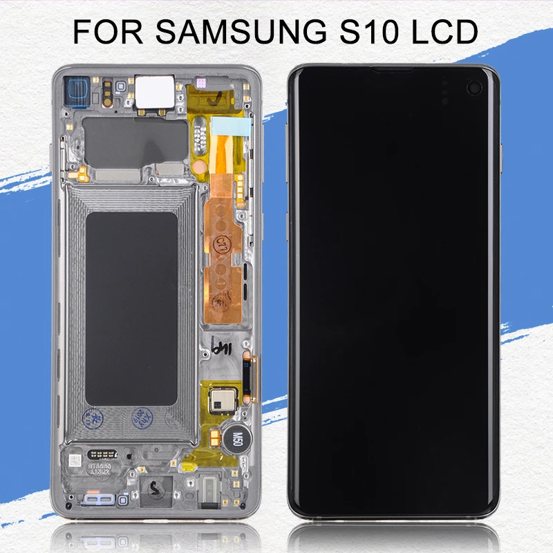

Dinamico Super Amoled S10 LCD For Samsung Galaxy S10 SM-G973F G973 G973F LCD Display Touch Screen Digitizer Assembly With Frame