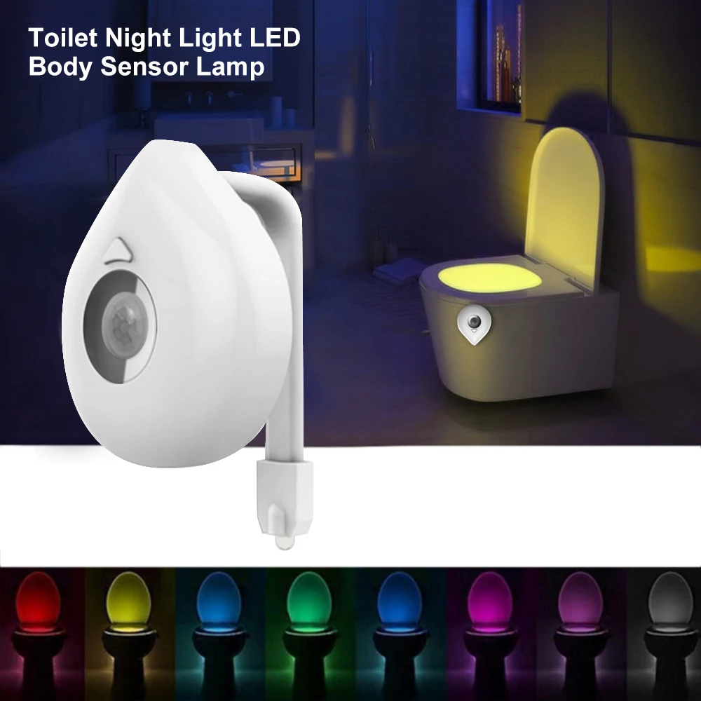 Светильник для унитаза с умным датчиком движения, ночной Светильник для унитаза, 8 цветов, сменная Водонепроницаемая WC лампа - Испускаемый цвет: 1