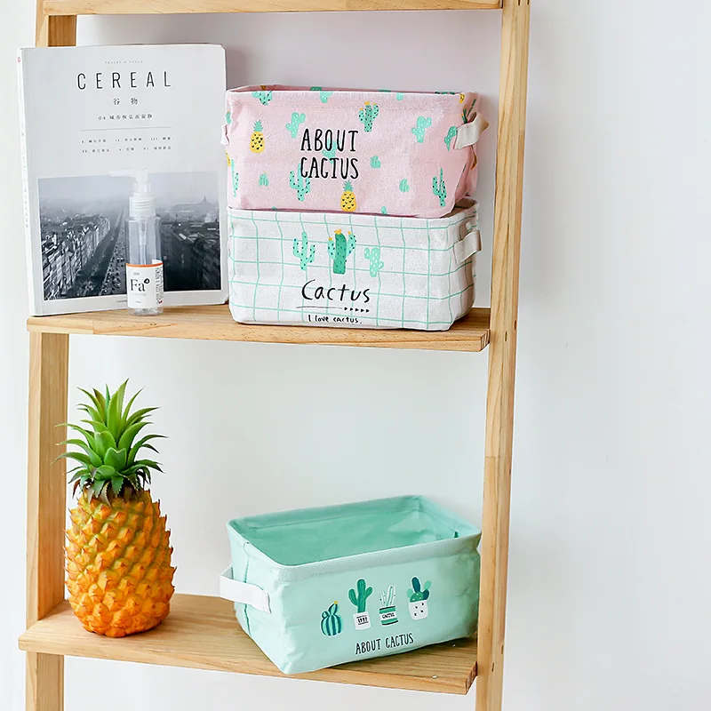 

Millet Wheat New Style Cotton Linen Foldable Cactus Series Desktop Storage Box