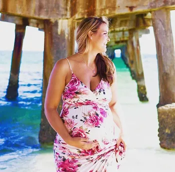 

Maternity Dresses Fashion Womens Mother Casual Floral Print V-Neck Dress Pregnancy Dress Photography Ropa Premama Plus Size S-L