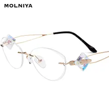 Модные бриллиантовые титановые оправы, роскошные оправы для очков, оптические очки по рецепту, алмазные обрезные очки