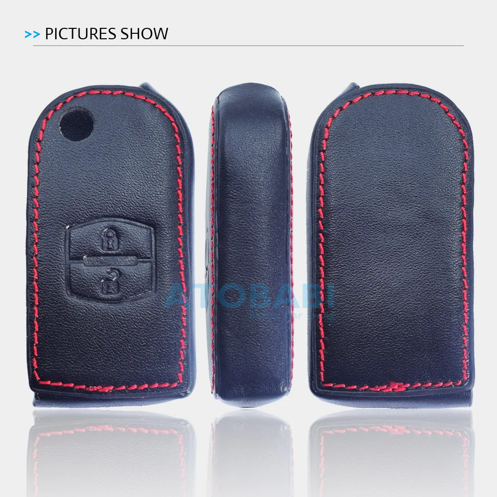 Чехол для автомобильного ключа из натуральной кожи Mazda 2 3 6 CX5|2 button|key case for carcar key cover