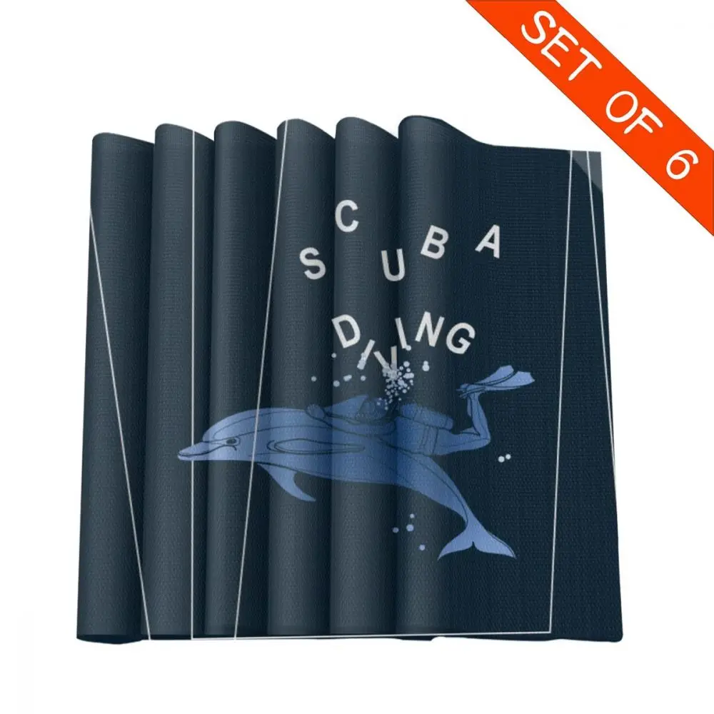 Placemat for dining table CoastersScuba Diving Lover Snorkeling Diver Polyster Cup Coffee Table Mats Kitchen 6pcs Home Decor