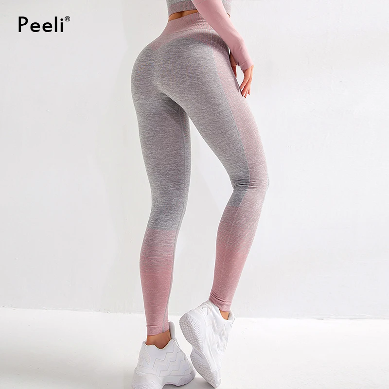 pink Peeli, бесшовные леггинсы с высокой талией для женщин, супер эластичные штаны для йоги, леггинсы для спортзала, брюки для фитнеса, спортивные колготки для бега, женские - Цвет: pink