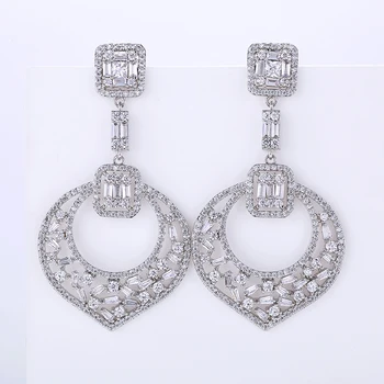 

VERY GIRL 53mm Luxury Earrings Full Micro Paved Cubic Zircon Geometry Dangle Drop Earrings For Women Fashion Wedding Jewelry