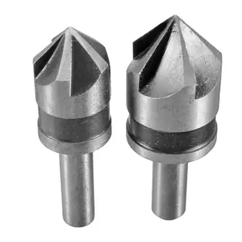 

2pcs 5 Flute Countersink Drill Bit HSS 82 Degree Point Angle Chamfer Cutter Workbench or Toolbox Wood Chamfering Cutter