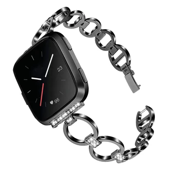

Stainless Steel Crystal Watch Strap Replacement Wristband for FitbitVersa Watch FKU66