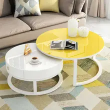 Table Basse blanche de style nordique pour salon, 2 pièces, combinaison de Texture de marbre, mobilier rond et Durable, nouvelle collection