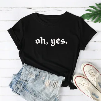 

2020 New Cotton Fun English Printing Casual Top Women's Large T-Shirt white color