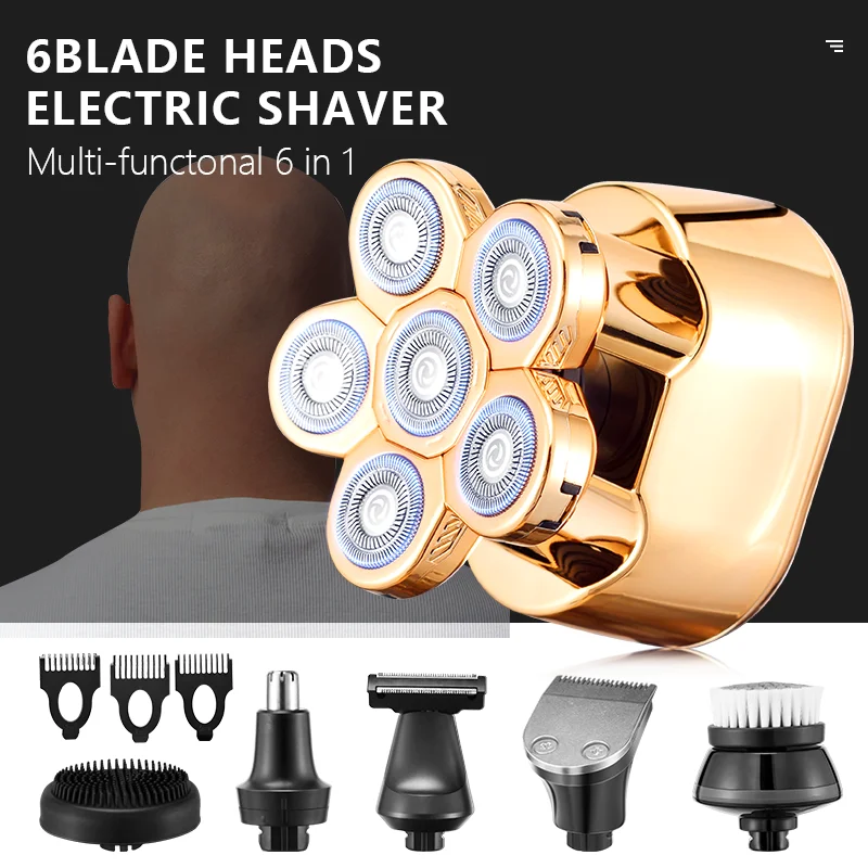 New Style 6 in 1 Rechargeable Electric Shaver 6 Floating Heads Blades Electric Shaver Grooming Kit Shaver For Men USB Charging - Image 4